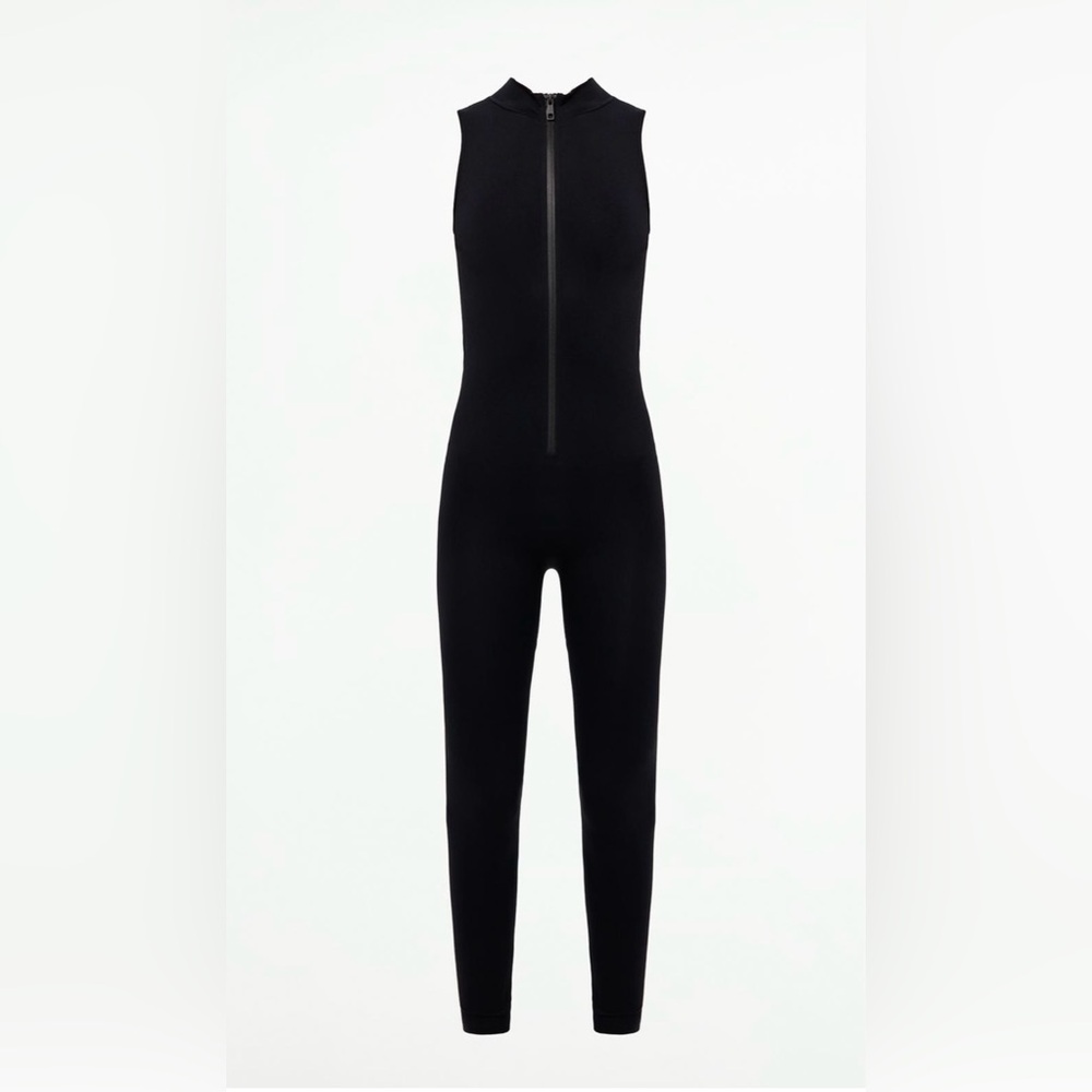 NWT Zara Mock Neck Long Activewear Jumpsuit With Front Zipper